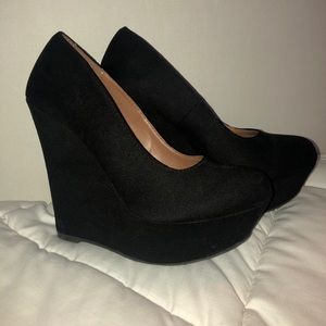 Black platform wedges